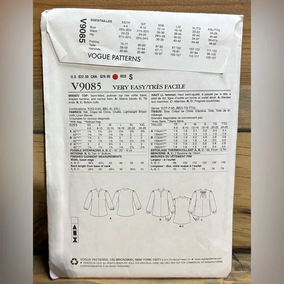 Set of 3 women’s Vogue sewing patterns D141 - Picture 5 of 7